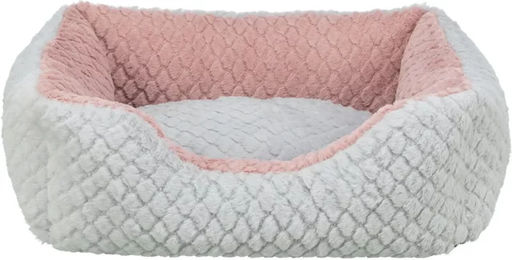 Trixie Hundebett Kaline Mio eckiges Hundekörbchen mit Softplüsch Grau/Rosa 50 x 40 cm – Bild 1 von 7