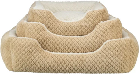 Trixie Hundebett Kaline Mio eckiges Hundekörbchen mit Softplüsch in Braun/Beige 65 x 50 cm – Bild 1 von 8