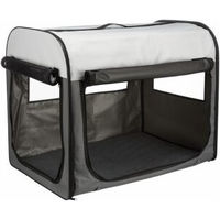 Produktbild von Trixie Hundebox Basic Transportbox für Hunde mit Fleece-Bodenplatte Grau Größe L