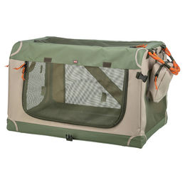 Produktbild von Trixie Hundebox Comfy Transportbox aus Polyester in Grün/Beige Größe S