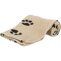 Produktbild von Trixie Hundedecke Barney Fleece beige mit schwarzen Pfoten 150 x 100 cm - 150 cm
