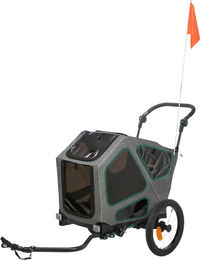 Trixie Hundefahrradanhänger S grau/grün für mittlere Rassen aus wasserabweisendem Polyester - 1 Stk. – Bild 1 von 13