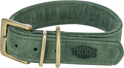 Produktbild von Trixie Hundehalsband aus echtem Leder in Grün Größe S/M