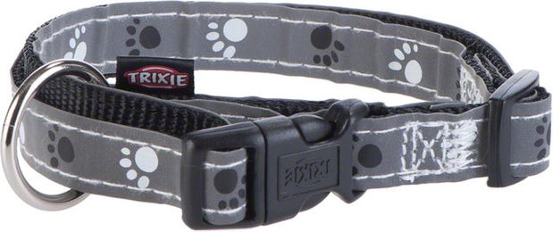 Trixie Hundehalsband Silver Reflect aus Nylon in Schwarz Grau Größe S – Bild 1 von 3