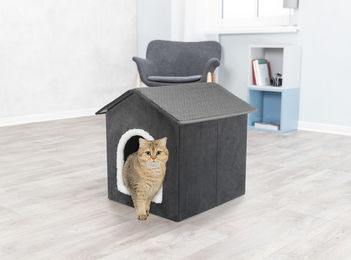 Trixie Hundehöhle Livia aus Polyester in Grau und Weiß, 38 x 41 x 44 cm – Bild 1 von 13