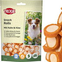 Produktbild von Trixie Hundeleckerli Rolls Huhn & Käse Kausnack glutenfrei und ohne Zuckerzusatz 100 g - 6 x 100 g