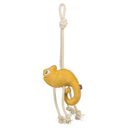 Produktbild von Trixie Hundespielzeug Chamäleon am Tau aus Leder Gelb 45cm