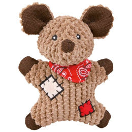 Trixie Hundespielzeug Maus mit Flicken aus Plüsch Braun 19 cm - 19 cm – Bild 1 von 6