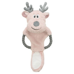 Produktbild von Trixie Hundespielzeug Rentier aus Plüsch mit Tau in Rosa ca. 40cm