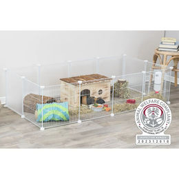 Trixie Indoor Volierengehege für Kaninchen und Meerschweinchen aus Metall in Weiß 140 x 70 x 35 cm – Bild 1 von 9