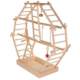 Produktbild von Trixie Intelligenzspielzeug Holz-Leiterspielplatz für Wellensittiche und Papageien Natur Beige 44 x 44 x 16 cm