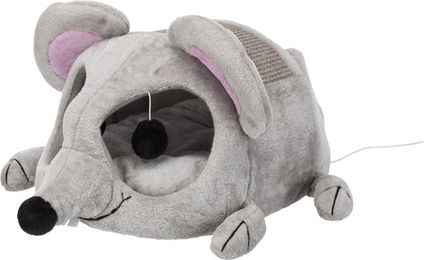 Trixie Junior Katzenhöhle Lukas Kuschelhöhle für Kitten aus Plüsch und Sisal in Grau, 35 x 33 x 65 cm – Bild 1 von 6