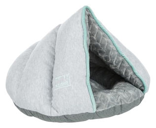 TRIXIE Junior Kuschelhöhle aus Plüsch für Hunde in Grau und Grün 45 x 30 x 40 cm - 0,786 kg – Bild 1 von 8