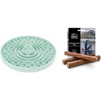 Produktbild von TRIXIE Junior Lick’n'Snack Schleckmatte aus TPR mit Simply From Nature Trockenfleisch-Snacks für Hunde 15 cm Grün