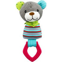 Produktbild von Trixie Junior Plüschspielzeug Bär mit Zahnpflege aus Polyester bunt grau 35 cm