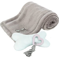 Produktbild von Trixie Junior Welpen-Set mit Plüschspielzeug und Hundedecke in Grau Türkis