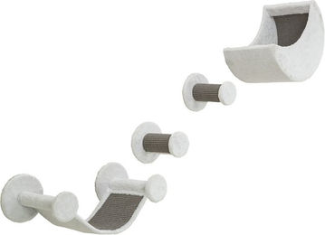 Trixie Katzen Kletterwand Set aus Plüsch mit Kratzmatte 4-teilig weiß/grau – Bild 1 von 3