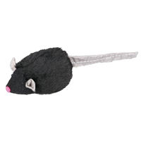 Produktbild von Trixie Katzen-Plüschspielzeug Maus mit Quietschefunktion aus Polyester in Schwarz und Grau - 12 x 6 cm