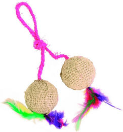 Produktbild von Trixie Katzen Spielzeug Set mit 2 Jute-Bällen und Catnip am Seil, 4,5 cm Durchmesser