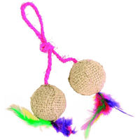 Produktbild von Trixie Katzen Spielzeug Set mit 2 Jute-Bällen und Catnip am Seil, 4,5 cm Durchmesser