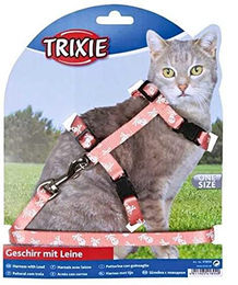 Trixie Katzengeschirr mit Leine aus Nylon in Rosa Bunt 27–45 cm – Bild 1 von 4