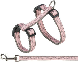 Trixie Katzengeschirr mit Leine Grau Rosa 27-45 cm - 1 Stk. – Bild 1 von 2