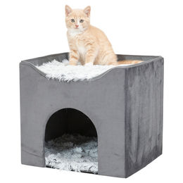 Trixie Katzenhöhle Harvey aus Plüsch in Grau Weiß Schwarz – Bild 1 von 11