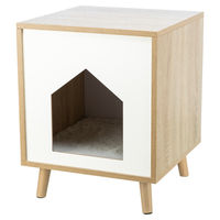 Produktbild von Trixie Katzenhöhle Isa Katzenhaus aus MDF in Holzoptik mit herausnehmbarem Plüschkissen hellbraun/weiß
