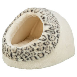 Trixie Katzenhöhle Leo Soft Edition aus Plüsch in Creme mit herausnehmbarem Wendekissen 35 x 26 x 41 cm – Bild 1 von 11