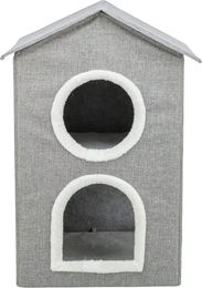 Trixie Katzenhöhle Nora Soft Edition 2-stöckiges Katzenbett aus FSC-zertifiziertem Holz in Hellgrau 47 x 67 x 47 cm – Bild 1 von 9