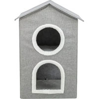 Produktbild von Trixie Katzenhöhle Nora Soft Edition 2-stöckiges Katzenbett aus FSC-zertifiziertem Holz in Hellgrau 47 x 67 x 47 cm