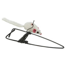 Trixie Katzenspielzeug Maus aus Plüsch für den Türrahmen in Grau und Weiß - 1 Stk. – Bild 1 von 2