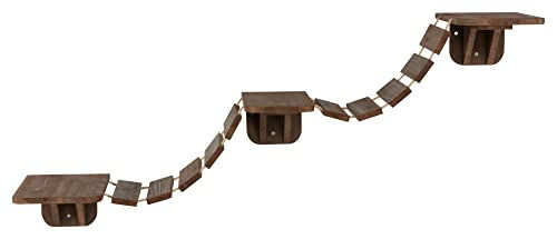Trixie Katzensteg Wandhalterung aus Holz mit drei Plattformen und Bridge Braun – Bild 1 von 4