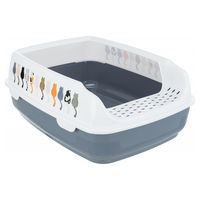 Produktbild von Trixie Katzentoilette Delio offene Schalentoilette aus Kunststoff mit Rand in Grau Weiß oder Bunt - 1 Stk.