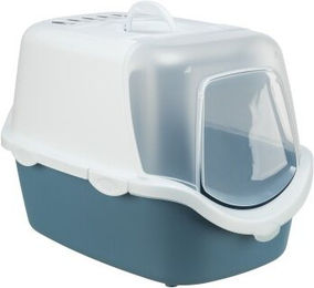 Trixie Katzentoilette Vico Open Top Haubentoilette aus Kunststoff Blau Weiß – Bild 1 von 13