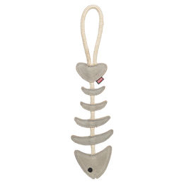 Produktbild von Trixie Kauspielzeug Fischgräten auf Lederseil für Hunde Adult Grau Beige