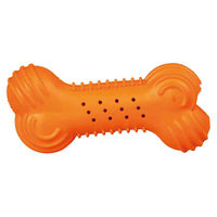 Produktbild von Trixie Kauspielzeug Knister-Knochen aus Naturkautschuk Orange - 11 cm