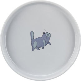 Produktbild von Trixie Keramik Futternapf flach und breit für Katzen in Grau 600 ml - 0,6 l