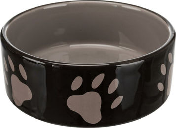 Trixie Keramik Futternapf mit Pfotenmotiv in Braun oder Schwarz - 2 x 0,8 l – Bild 1 von 3