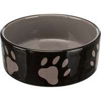 Produktbild von Trixie Keramik Futternapf mit Pfotenmotiv in Braun oder Schwarz - 2 x 0,8 l