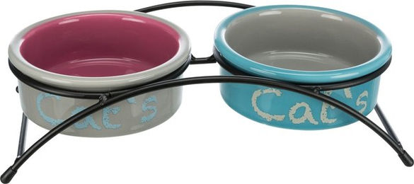 Trixie Keramik-Napf-Set Eat on Feet für Katzen in Bunt mit Halterung - 0,3 l – Bild 1 von 7