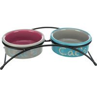 Produktbild von Trixie Keramik-Napf-Set Eat on Feet für Katzen in Bunt mit Halterung - 0,3 l
