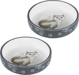 Trixie Keramiknapf für Katzen für kurznasige Rassen grau/weiß 0,3 l 2er Set – Bild 1 von 1