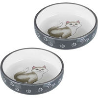 Produktbild von Trixie Keramiknapf für Katzen für kurznasige Rassen grau/weiß 0,3 l 2er Set