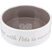 Produktbild von Trixie Keramiknapf Pet's Home in Weiß und Beige mit 800 ml Fassungsvermögen - 0,8 l