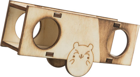 Trixie Kleintier Wippe aus Holz mit Tunnel für Mäuse und Zwerghamster in Natur und Braun – Bild 1 von 5