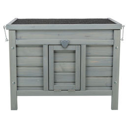 Produktbild von Trixie Kleintierhaus aus Holz mit Rampe für Kaninchen grau