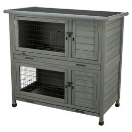 Produktbild von Trixie Kleintierstall aus Holz für Kaninchen und Meerschweinchen grau