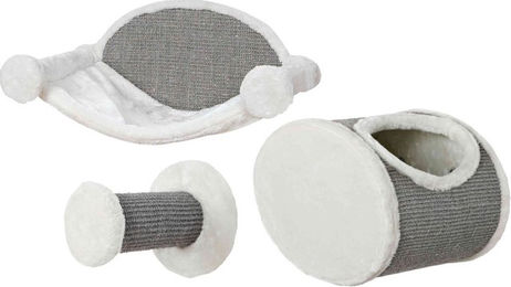 Produktbild von Trixie Kletter-Set zur Wandmontage aus Plüsch in Grau