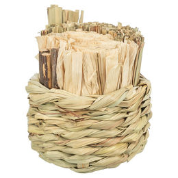 Trixie Korb Gras mit Heu Maisblättern und Holzsticks Natur Knabberspielzeug für Kleintiere – Bild 1 von 1